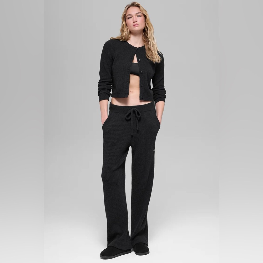 NWT ALO Snuggle Up Sweater High-Waist Knit Wide Straight Leg Pant